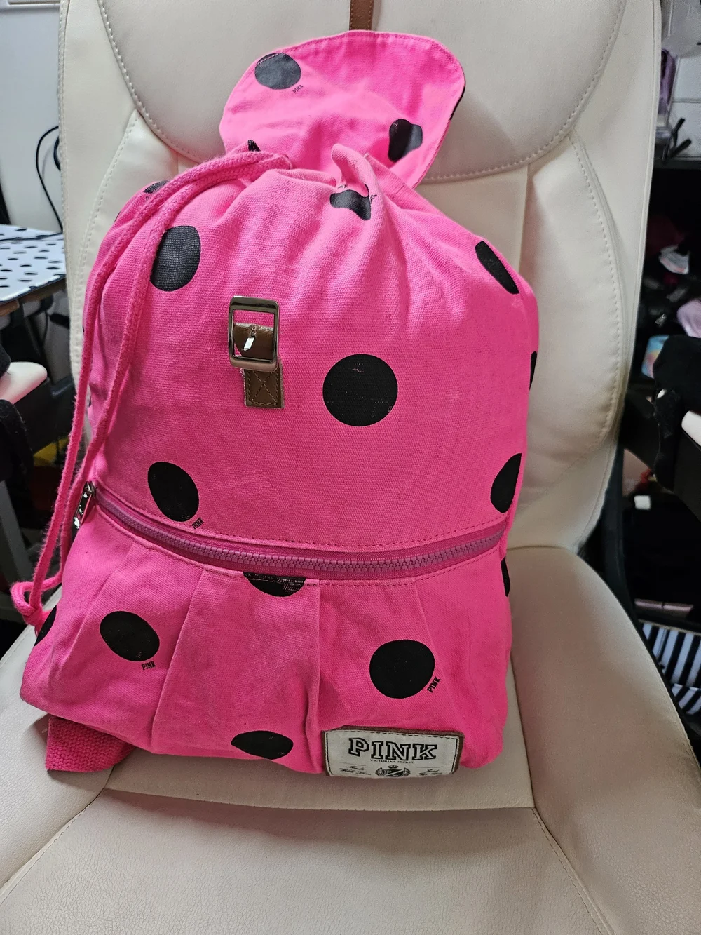 PINK Victoria's Secret Hot Pink Polka Dot Backpack